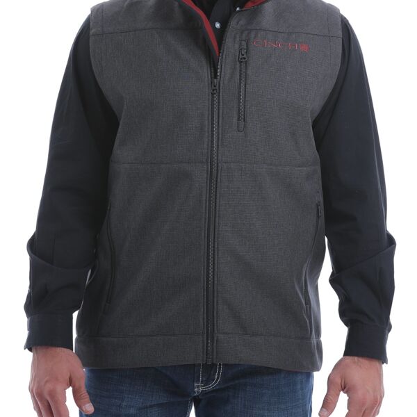 MEN'S TEXTURED BONDED VEST - CHARCOAL/BRICK Thumbnail